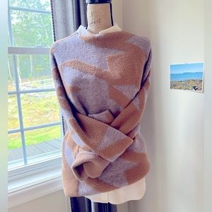 Ann Taylor Sweater Purple Brown Ribbed Pull Over Womens Size Large NWT